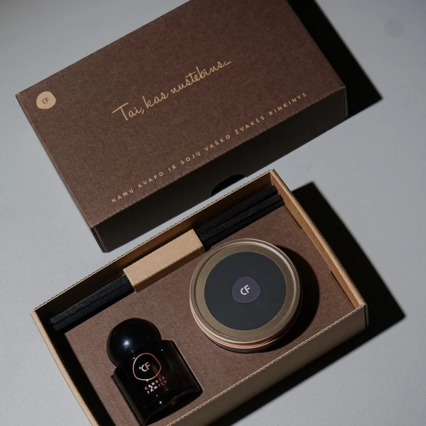 dovanų rinkinys, namų kvapas su lazdelėnis, žvakė