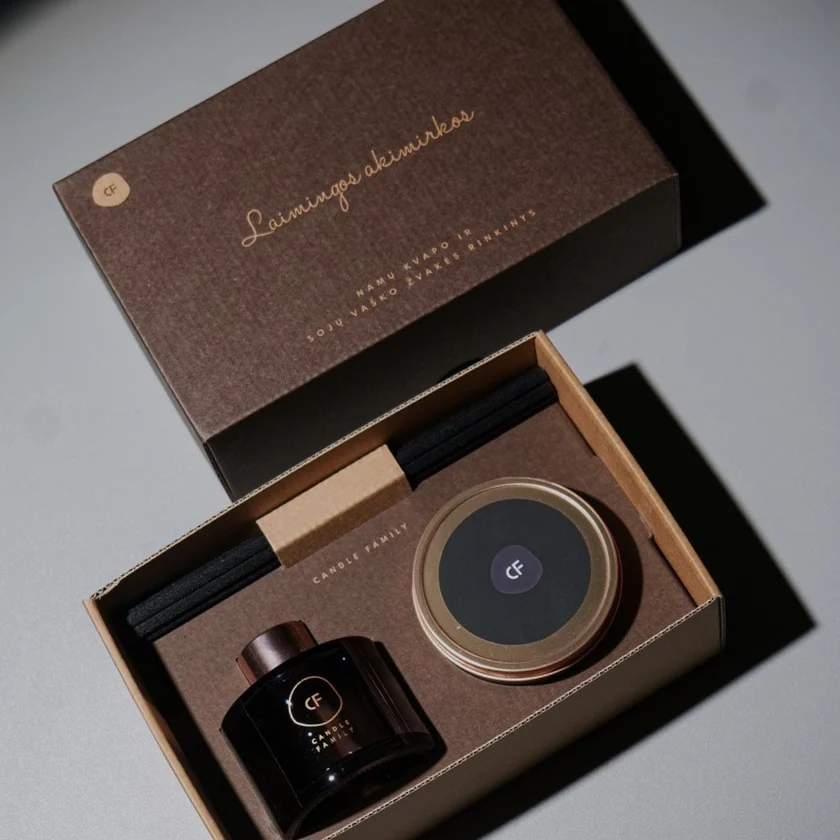 dovanų rinkinys, namų kvapas su lazdelėnis, žvakė