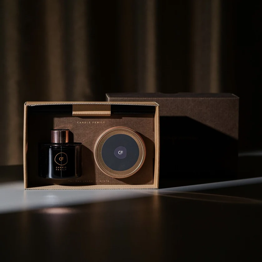 dovanų rinkinys, namų kvapas su lazdelėnis, žvakė